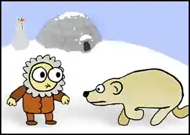 Eskimo Donmuş Hayvanlar - Soğuk havalar eskimonun tüm hayvanlarının buz tutmasını sağlar nehirde kaybolup gitmeden onları kurtar