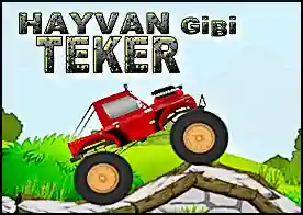 Hayvan Gibi Teker - Hayvan gibi dev tekerleri olan aracı ustalıkla kullanarak parkuru tamamla