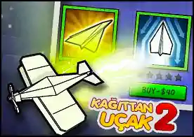 Kağıttan Uçak 2 - Kağıttan uçağını fırlatabildiğin kadar uzağa fırlat. Yıldızları topla kağıt uçağını geliştir
