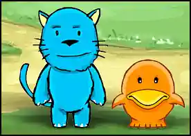 Mavi Kedi - Hayvanları birbirine yem ederek mavi kediyi kurtar. Fare ile hareket et