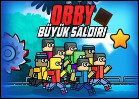 Obby Büyük Saldırı - Şehrin mutsuz vatandaşlarını kurtarmak için Obby blok arkadaşlarına yardım et