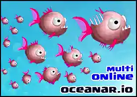 Oceanar.io - Bu online çok oyunculu oyunda okyanusta küçük bir balık olarak başlayıp rakip sürüyü yiyerek devasa bir balık sürüsüne dönüşüyoruz