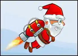 Roketli Noel Baba - Sırtında jetpack takılı noel baba onunla uçarak hediye paketlerini topluyor