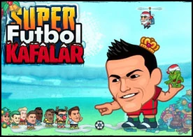Süper Futbol Kafalar - Favori takımını seç ve yılbaşı temalı bu süper kafa futbolunda rakip kaleyi gol yağmuruna tut